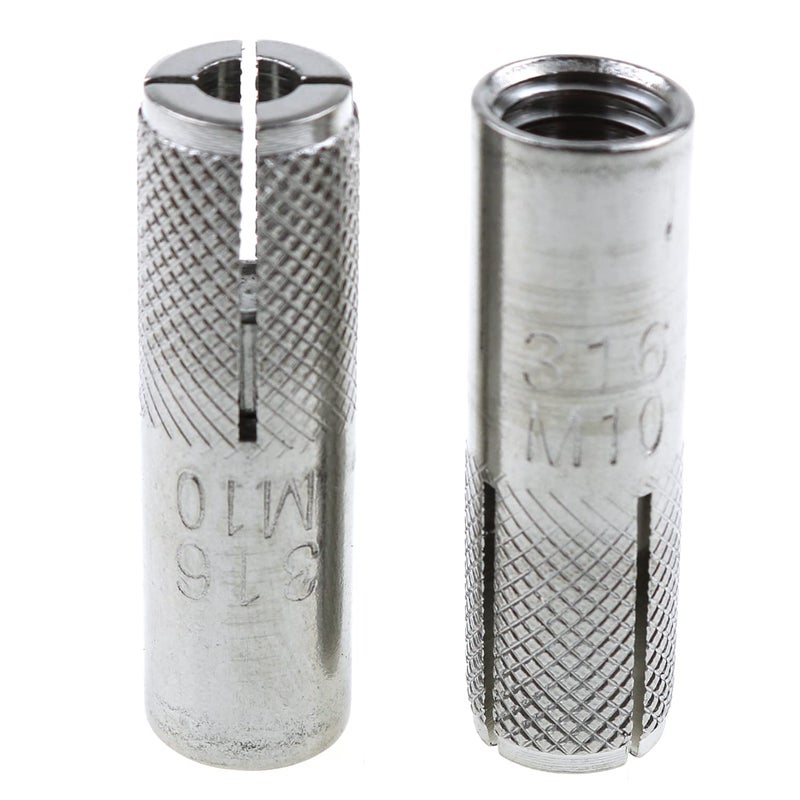 Eoutstanding Drop-in Anchor 2PCS 40x12mm 316 Stainless Steel M10 Bolts Silver Tone Knurled Drop in Anchors - Image 1